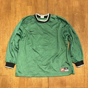 Vintage 90s Nike Long Sleeve Soccer Jersey Youth Medium Green Blank - Bild 1 von 6