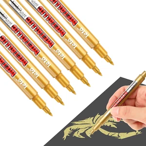 6 Pcs Metallic Marker Stifte, Gold Metallic Permanent Marker für Papier Glas Sto - Bild 1 von 7