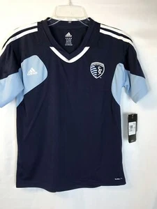 Adidas Boys Size 14-16 (L) Navy and Blue Kansas City Sporting Team T-Shirt - Picture 1 of 4