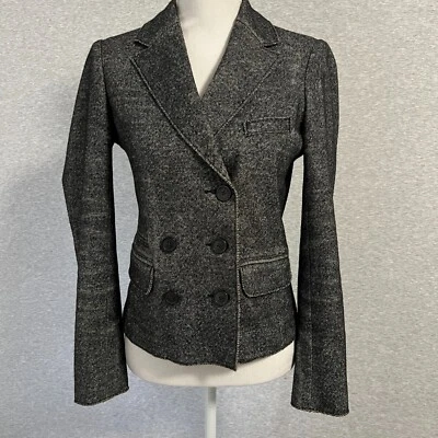 J Crew 夹克女式 2 Marled Thandie 双排扣 Academia Blazer 裁缝 Y2K — 第 1/4 张图片