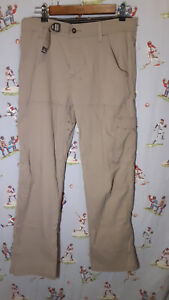 🌄 Prana Stretch Zion Hiking Belted Pants Beige Mens Small x 30 Snap Roll Up Leg