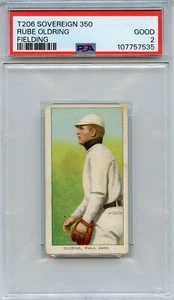 t206 Rube Oldring Fielding Sovereign 350 PSA 2 GOOD Tobacco Baseball Card 1909 - Picture 1 of 2