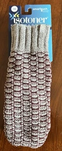 Isotoner smart, touch, technology one size, mittens, gray, and maroon - Picture 1 of 3