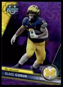 Bowman University 2023 cromo púrpura refractor Blake Corum automático/399 Michigan - Imagen 1 de 2