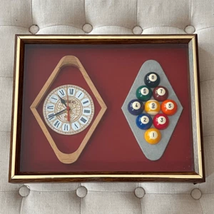 Vintage Heritage Time Billiard PoolBall Clock Frame Man Cave Wall Decor Works - Picture 1 of 9