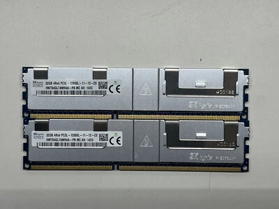 Lot 2 SK Hynix 32GB PC3L-12800L-11-12-C0 ECC REG Server Memory HMT84GL7AMR4A-PB - Image 1 of 2