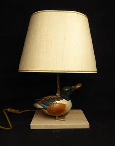 1970 MID CENTURY VINTAGE ELLI MALEVOLTI ITALY DUCK LAMP TRAVERTINE BASE SIGNED - Picture 1 of 7