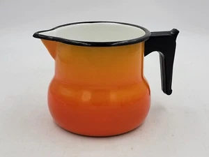 Vintage French Aubecq Déposé Mid Century Modern Enamel Coffee Pot Jug Orange  - Picture 1 of 5