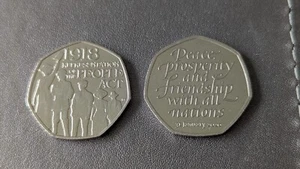 Circulated 50p Coins (Brexit) Peace Prosperity ~ 2020 & 1918 Peoples Act ~ 2018 - Picture 1 of 5