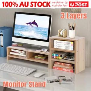 Computer Stand Storage Monitor Riser Laptop Stand Desktop Organizer 3Layer Shelf - Picture 1 of 12