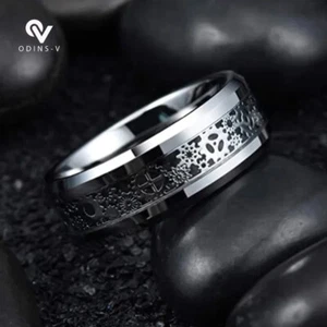 Men's Silver Dragon Wedding Cog Bands Black Gold Blue Rings UK Sizes Women's - Picture 1 of 24