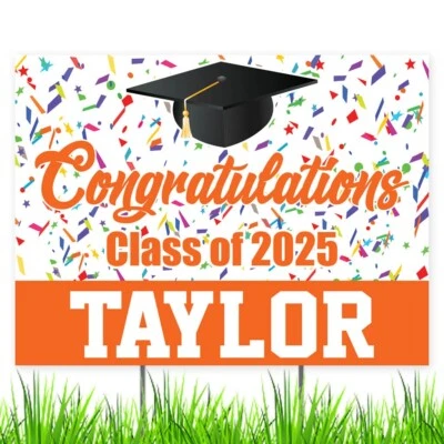 Clase personalizada de 2025 patio de graduación cartel felicitaciones graduado Foto 1 de 4