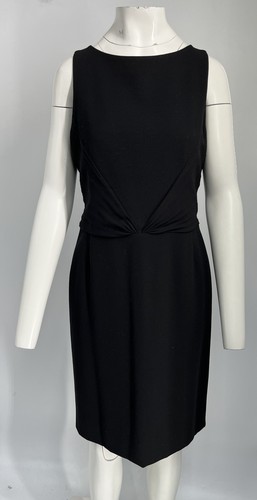 Abito Valentino MISSING BELT nero senza maniche plissettato asimmetrico davanti tg 12