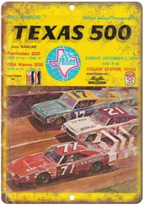 Texas 500 Program Cover NASCAR 1971 Reproduction Metal Sign A59 - Picture 1 of 2