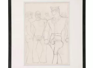 Tom of Finland Leather Homoerotic Male Drawing Gay Nude Portrait Muscle Leather - Picture 1 of 3