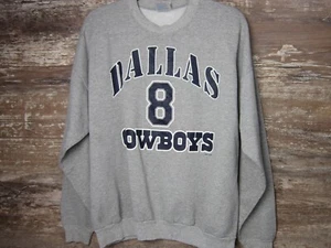 Vtg  Troy Airman #8 Dallas Cowboys Mens Sweatshirt NFL QB Club Size XL Gray 2000 - Picture 1 of 8