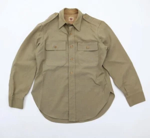 Vintage 40s Wool Blend Military Button Front Shirt Faded Distressed size M - Picture 1 of 10