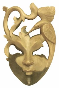 Exotic Mask Wooden Hand Carved Abstract Wall Plaque Hanging Unique Sculpture Art - Picture 1 of 3