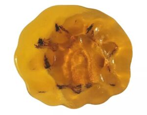 Mid-Century Blenko Blown Glass Trinket~ ashtray Honey Amber Large 9" x 9" 