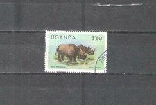T7805 - UGANDA TEMATICA ANIMALI , RINOCERONTE - MAZZETTA DI 5 - VEDI FOTO