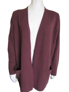Ryllace 100 % Kaschmir weinrot LS Taschen offen Wickelpullover Strickjacke Staubtuch Größe 1X neu mit Etikett - Bild 1 von 9
