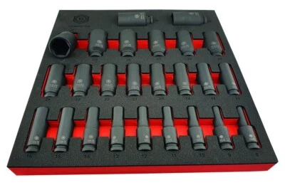 Britool Hallmark 1/2" Deep Impact Socket Set 8-36mm 6 PT 25 Pce LDHMPSET836 TMO - Image 1 of 4