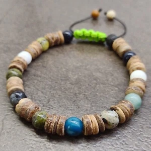 Men's Beaded Bracelet for Prayer Chakra Meditation Yoga Boho Surfer Buddhist - Picture 1 of 2