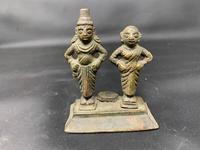 Antique Hand Crafted Lakshmi & Narayana Hindu Deities Bronze Worship Idol Statue - Image 1 of 4