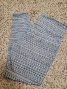 Athleta Size LP Chaturanga Jacquard Leggings Hi Rise Textured Gray Stripe 455973 - Picture 1 of 8
