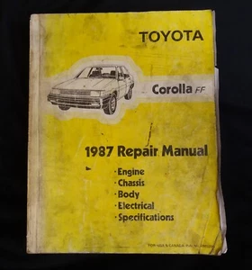 Toyota Corolla FF 1987 manual de reparación fabricante de equipos originales libro de servicio de fábrica taller FSM tienda - Imagen 1 de 20