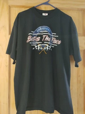 NOS Vintage Carquest Sets the Pace Track Flag Logo Black T Shirt Mens XL Racing - Image 1 of 3