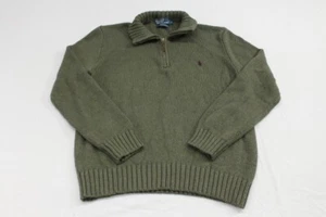 Suéter Polo Ralph Lauren 1/4 Cremallera Para Hombre Grande 100% Algodón Verde Tejido - Imagen 1 de 8
