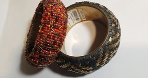 Lot 2 Modernist Wide Bangle Bracelets Hand Crafted in India. - Picture 1 of 4