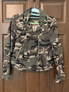 Junior's Shinestar Side Zip jacket camouflage cotton crop coat casual size L - Picture 1 of 5