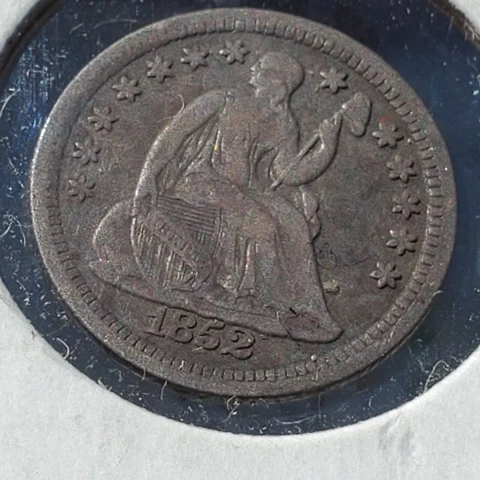 1852 Seated Liberty Silver Half Dime - Fine Cover