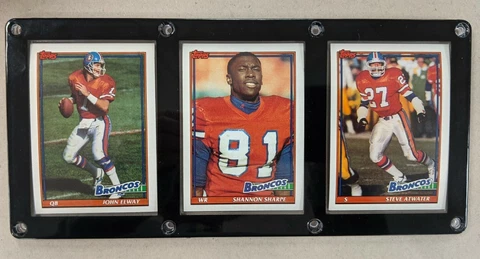 DENVER BRONCOS 3 CARD PLAQUE JOHN ELWAY SHANNON SHARPE STEVE ATWATER Cover
