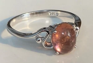 Tourmaline Pink Earth Mined 9x7mm Ring Solid Sterling Silver Sizes 6.5 to 10 US - Picture 1 of 6