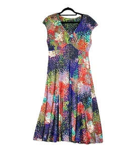 Jones New York Fit and Flare Midi Dress Multicolor Women’s Size 12 Flowy Artsy - Picture 1 of 10
