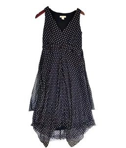 Jonathan Martin Women Sz 6 Asymmetrical Hem Sleeveless Dress Silk Fairy Polkadot - Picture 1 of 6