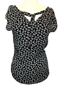 Top elegante Lauren Conrad - Talla M - Negro con lazos blancos - LC - Imagen 1 de 8
