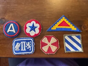 Vintage Lot Of 6, WWII US Army Shoulder Patches - Picture 1 of 10