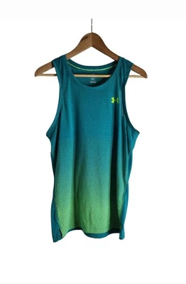 Under Armor Teal W/neon Green Polka Dots Racerback Sleeveless Top Sz S - Image 1 of 4