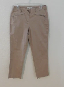 Pantalón Talbots Mujer 8 Pequeño Beige Suave Tobillo Bolsillos Frontales con Cremallera Elástico - Imagen 1 de 9
