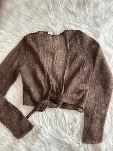 Cotton Emporium Damen Gr. XL braun Mohair Cropped Tie Front Cardigan - Bild 1 von 7