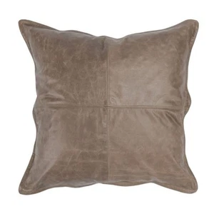 Norm Taupe Brown Solid Stitched Cotton Decorative 22 in. x 22 in. Throw Pillow - Picture 1 of 5