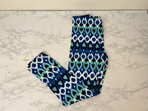 Epic Threads Leggings Girls XL Pull On Blue Hearts Geometric Stretchy Pants H - Picture 1 of 5