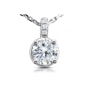 1.09ctw F/SI2 Round Cut Natural Certified Diamonds White Gold Classic Pendant - Picture 1 of 3