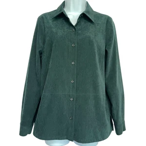 Talbots Petite Sueded Shacket Shirt Jacket PM Green Soft Brushed Stretch Holiday - Picture 1 of 8