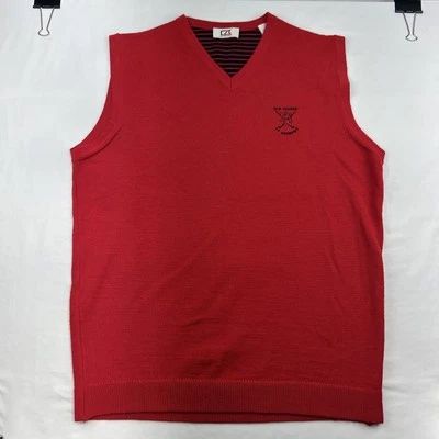 Cutter & Buck 'Old Course St. Andrews' Red Golf V-neck Sweater Vest - Size Med - Image 1 of 4