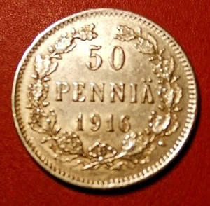 Finland * 50 penniä 1916-Silver*good* 1++ * - Picture 1 of 2